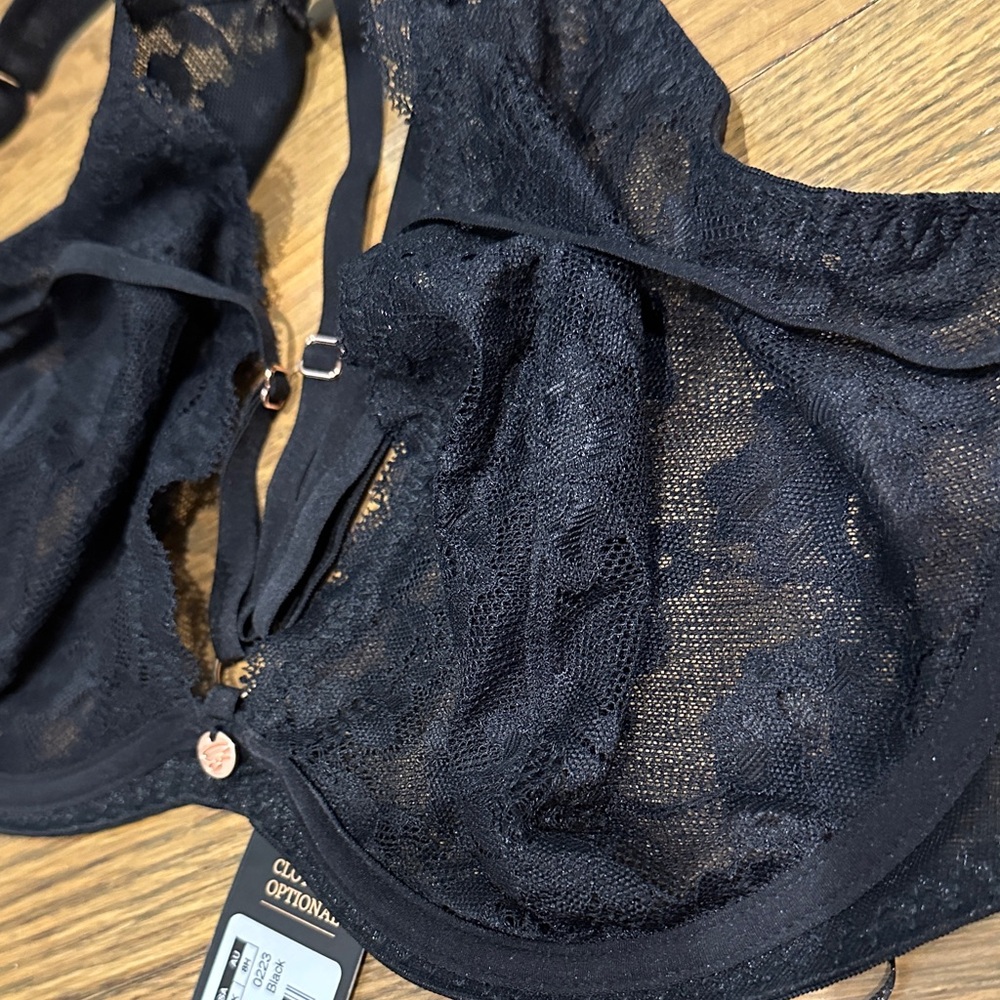 Elegant Black Lace Deep Plunge Bra - Picture 4 of 6